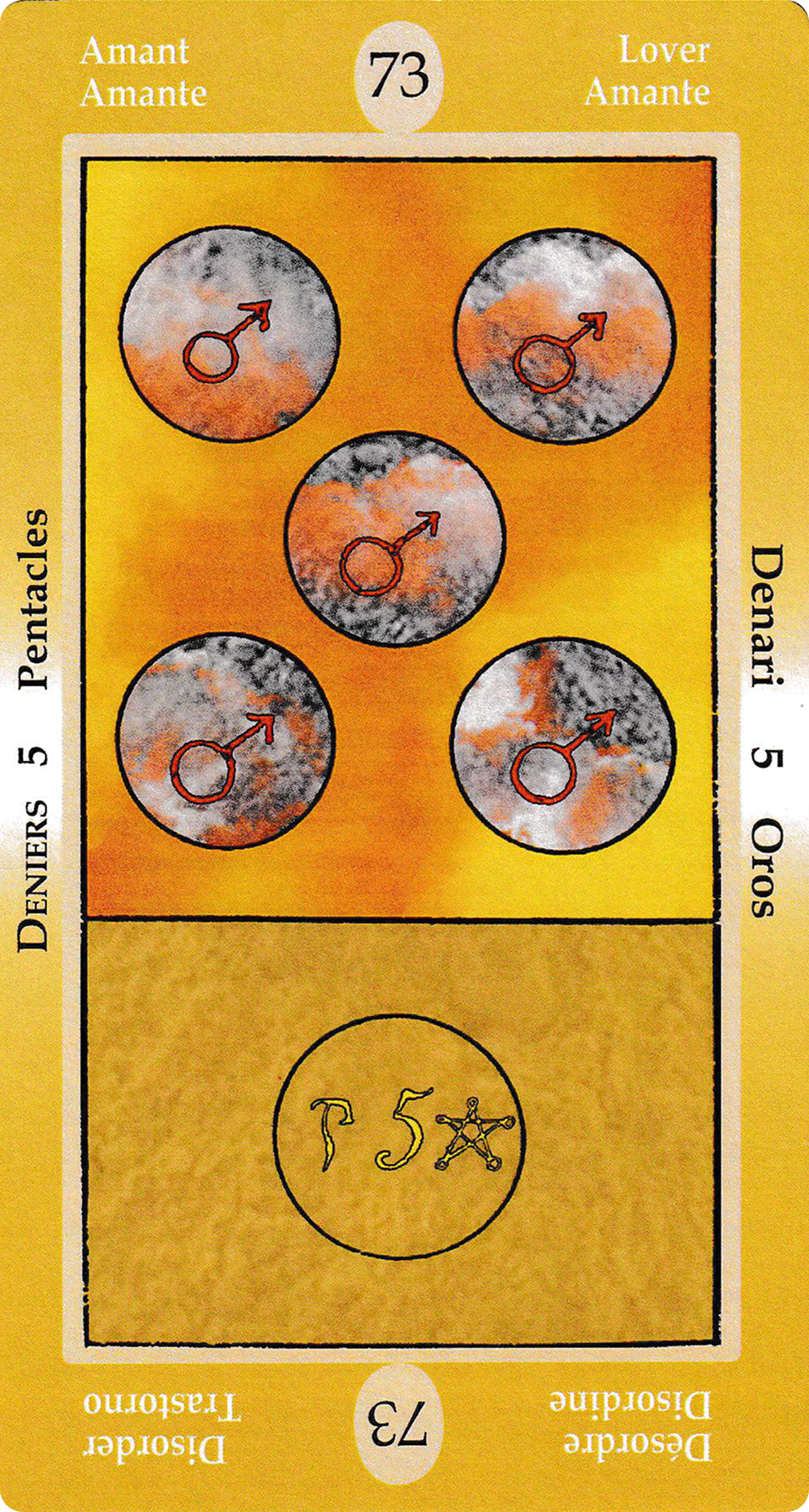 Five of Pentacles - Papus Divinatory