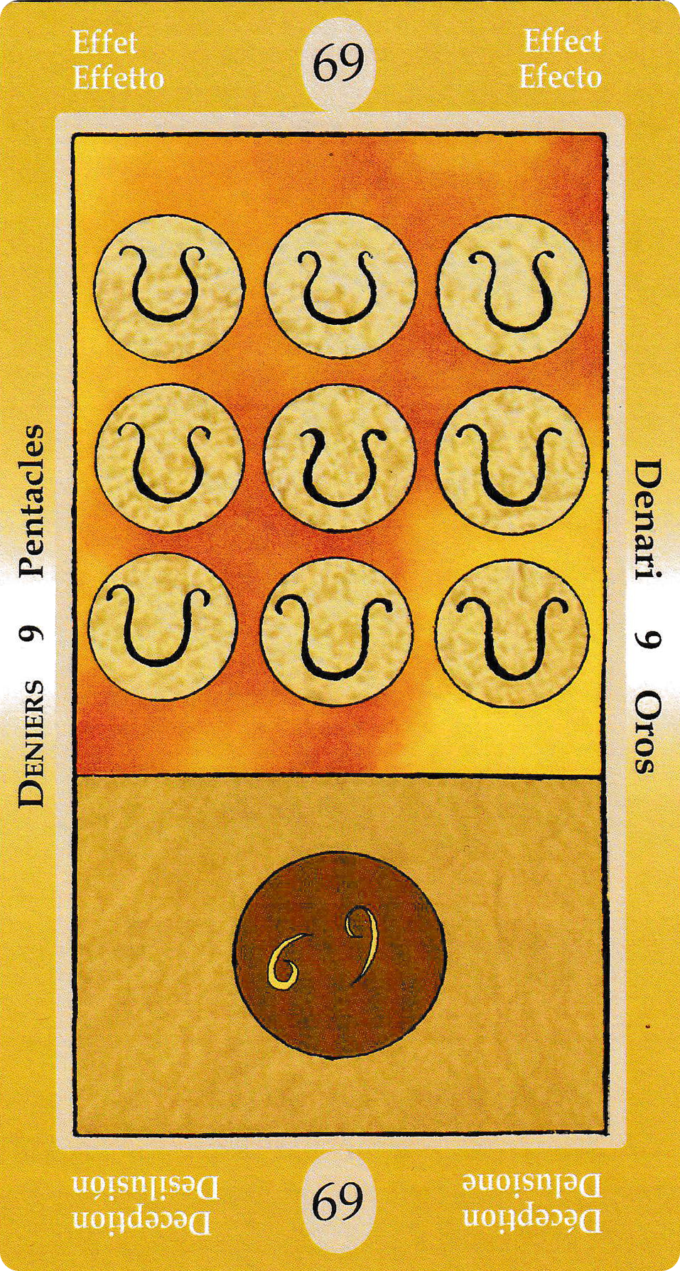 Nine of Pentacles - Papus Divinatory