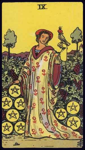 Nine of Pentacles - Rider Waite